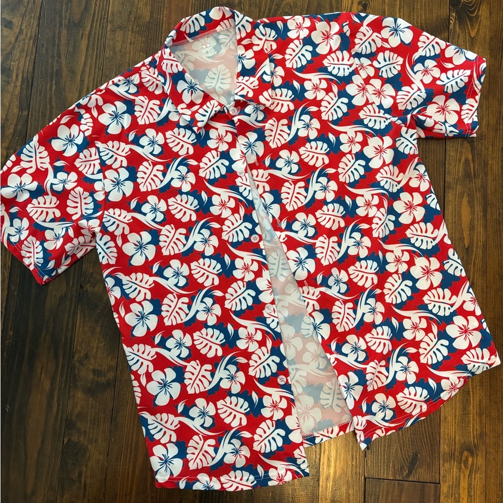 Tropical Shirt - Red, Blue, White